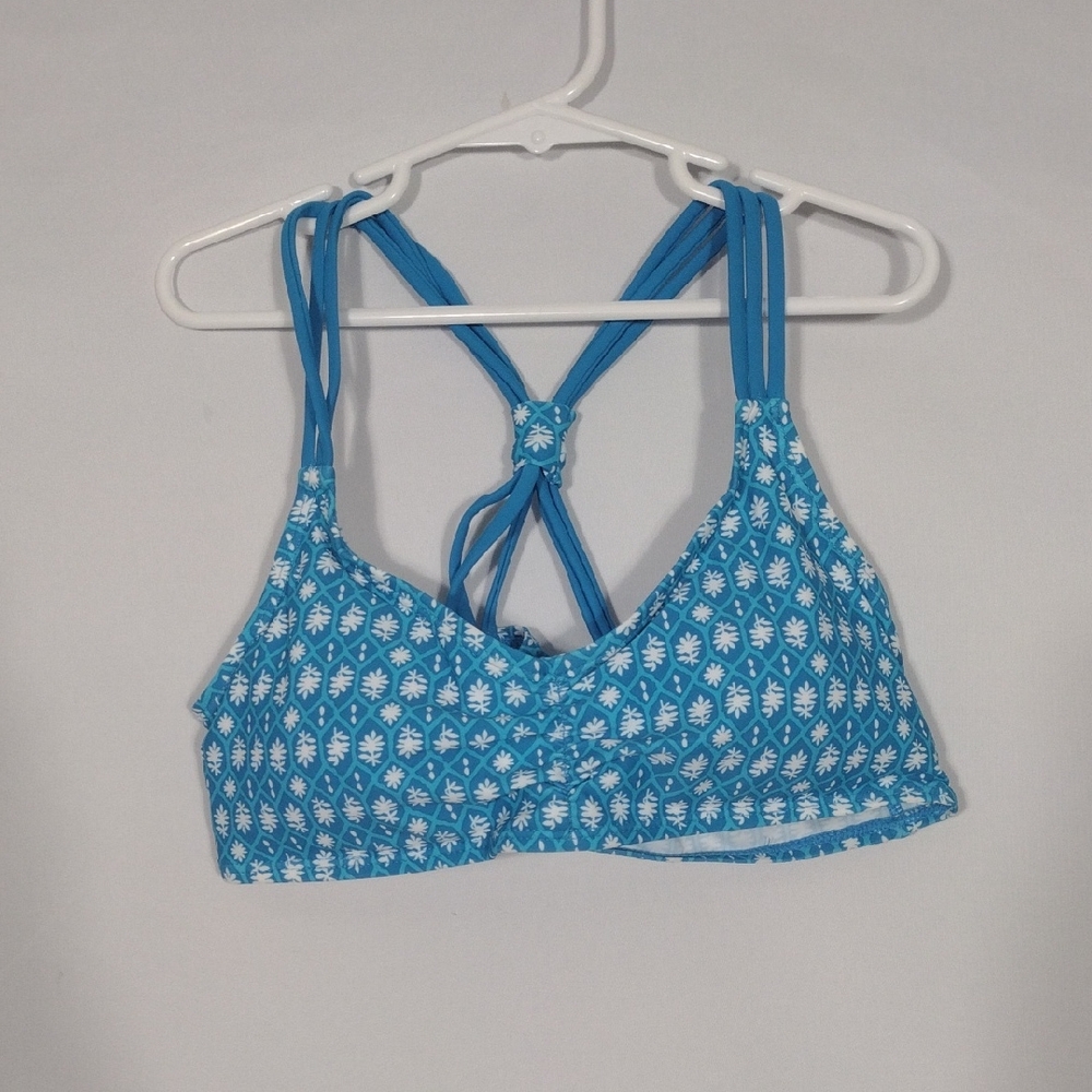 NWT Cabana Life Girls Blue Floral Swim Top Size 14